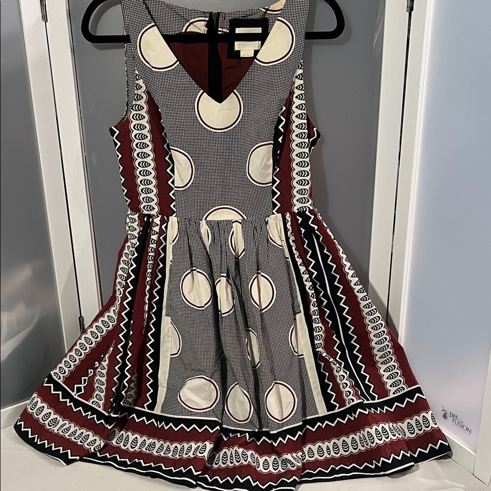Anthropologie Maeve Moonsong dress pola dot abstract fit & flare sleeveless 4